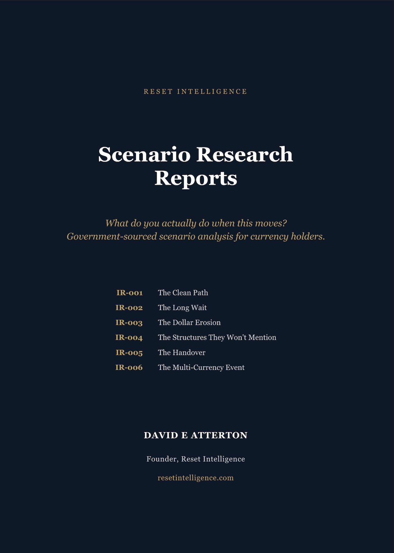 Scenario Research Reports Series 1 cover